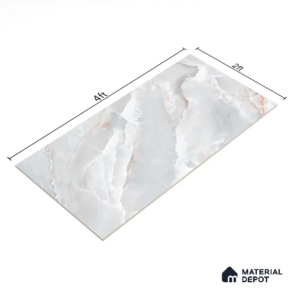 Marble Floor & Wall Tile TL 05569 Grey Carvista 4 ft x 2 ft Glossy Finish Vitrified Tile - 9 mm (Random 3)