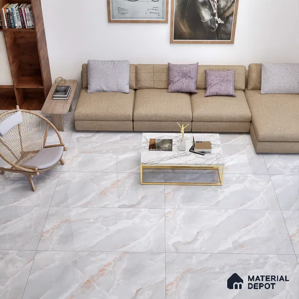Marble Floor & Wall Tile TL 05569 Grey Carvista 4 ft x 2 ft Glossy Finish Vitrified Tile - 9 mm (Random 3)
