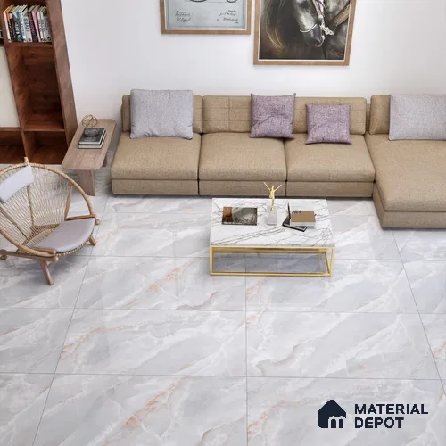 Marble Floor & Wall Tile TL 05569 Grey Carvista 4 ft x 2 ft Glossy Finish Vitrified Tile - 9 mm (Random 3)