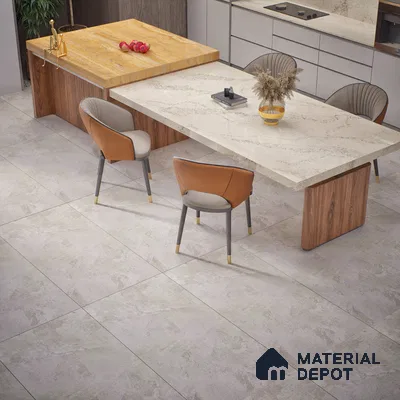 Cement Look Floor Tile TL 06635 B Alivar Bianco 4 ft x 2 ft Vitrified Matte Finish - 9 mm | (Random 5) | Suitable for Living Room, Bedroom, Bathroom, Kitchen, Office, Elevation & Dining (Sample)