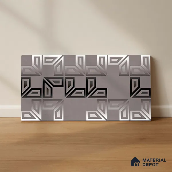 Highlighter Wall Tile TL 06481 C Chrome Labyrinth 2 ft x 1 ft Ceramic Matte Finish - 8 mm | Suitable For Kitchen, Bathroom & Accent/Feature Wall