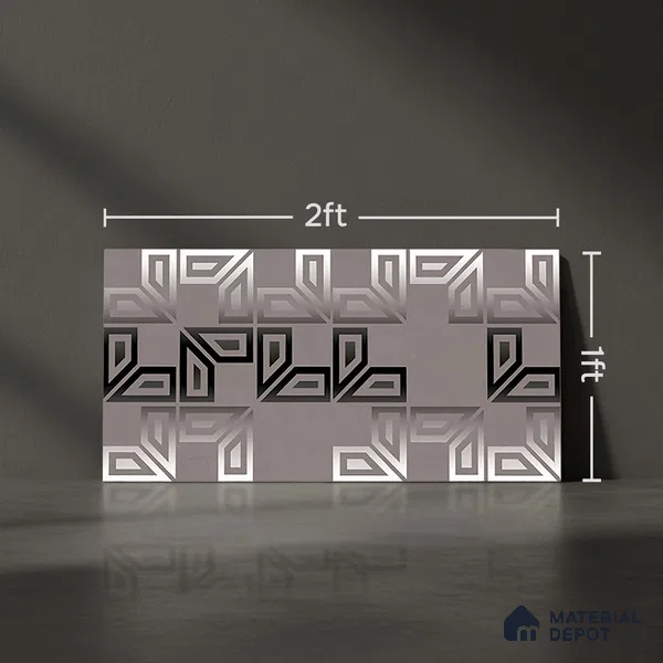 Highlighter Wall Tile TL 06481 C Chrome Labyrinth 2 ft x 1 ft Ceramic Matte Finish - 8 mm | Suitable For Kitchen, Bathroom & Accent/Feature Wall