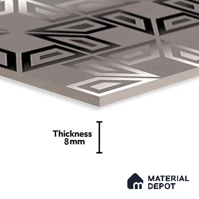 Highlighter Wall Tile TL 06481 C Chrome Labyrinth 2 ft x 1 ft Ceramic Matte Finish - 8 mm | Suitable For Kitchen, Bathroom & Accent/Feature Wall