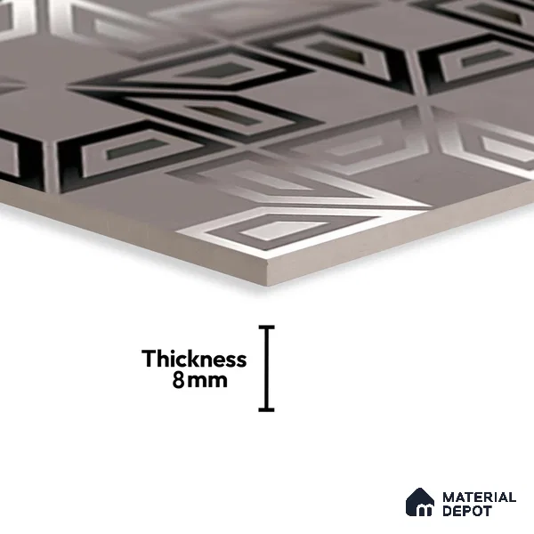 Highlighter Wall Tile TL 06481 C Chrome Labyrinth 2 ft x 1 ft Ceramic Matte Finish - 8 mm | Suitable For Kitchen, Bathroom & Accent/Feature Wall