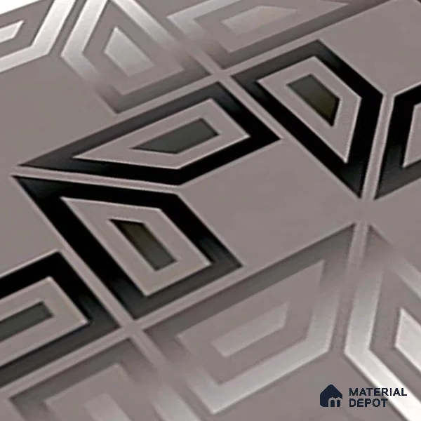 Highlighter Wall Tile TL 06481 C Chrome Labyrinth 2 ft x 1 ft Ceramic Matte Finish - 8 mm | Suitable For Kitchen, Bathroom & Accent/Feature Wall
