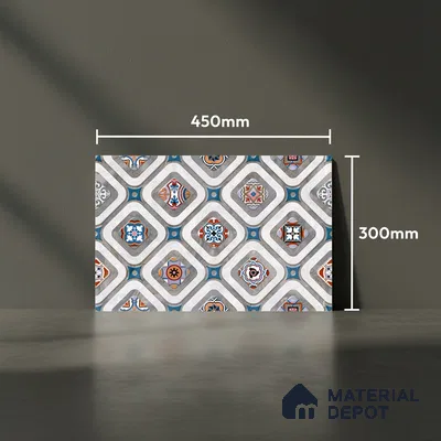TL 01882 B Blue & Grey Highlighter 1 18 x 12 inch Glossy Finish Ceramic Wall Tile - 6 mm