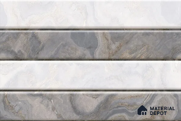TL 01882 D Grey & White Highlighter 2 18 x 12 inch Glossy Finish Ceramic Wall Tile - 6 mm