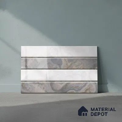 TL 01882 D Grey & White Highlighter 2 18 x 12 inch Glossy Finish Ceramic Wall Tile - 6 mm