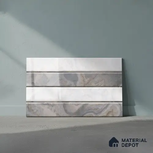 TL 01882 D Grey & White Highlighter 2 18 x 12 inch Glossy Finish Ceramic Wall Tile - 6 mm