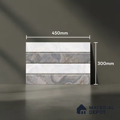 TL 01882 D Grey & White Highlighter 2 18 x 12 inch Glossy Finish Ceramic Wall Tile - 6 mm