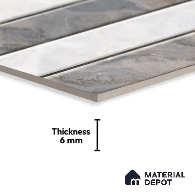 TL 01882 D Grey & White Highlighter 2 18 x 12 inch Glossy Finish Ceramic Wall Tile - 6 mm