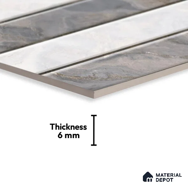 TL 01882 D Grey & White Highlighter 2 18 x 12 inch Glossy Finish Ceramic Wall Tile - 6 mm