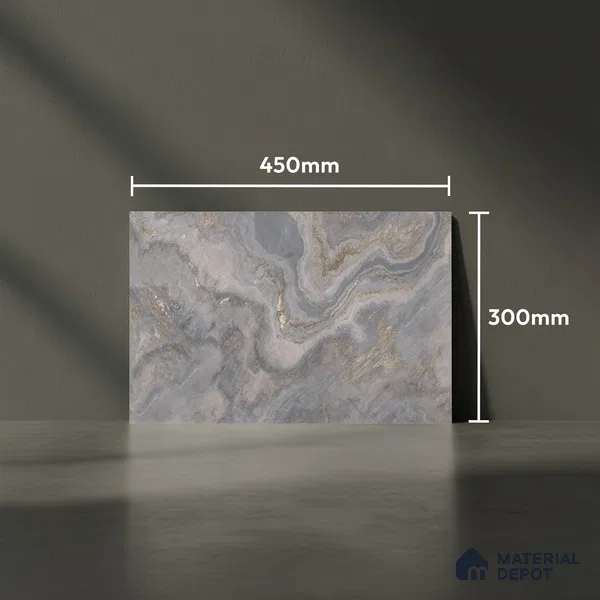 TL 01882 A Grey Dark 18 x 12 inch Glossy Finish Ceramic Wall Tile - 6 mm