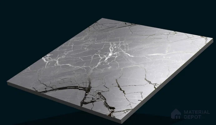 TL 02264 B Silvery White 2 ft x 2 ft Matte Finish Carving Vitrified Floor & Wall Tile - 9.5 mm