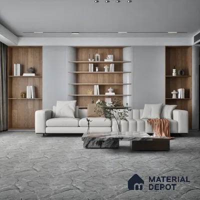 TL 02264 Davys Grey 2 ft x 2 ft Matte Finish Carving Vitrified Floor & Wall Tile - 9.5 mm
