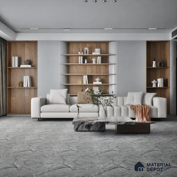TL 02264 Davys Grey 2 ft x 2 ft Matte Finish Carving Vitrified Floor & Wall Tile - 9.5 mm