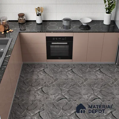 TL 02264 Davys Grey 2 ft x 2 ft Matte Finish Carving Vitrified Floor & Wall Tile - 9.5 mm