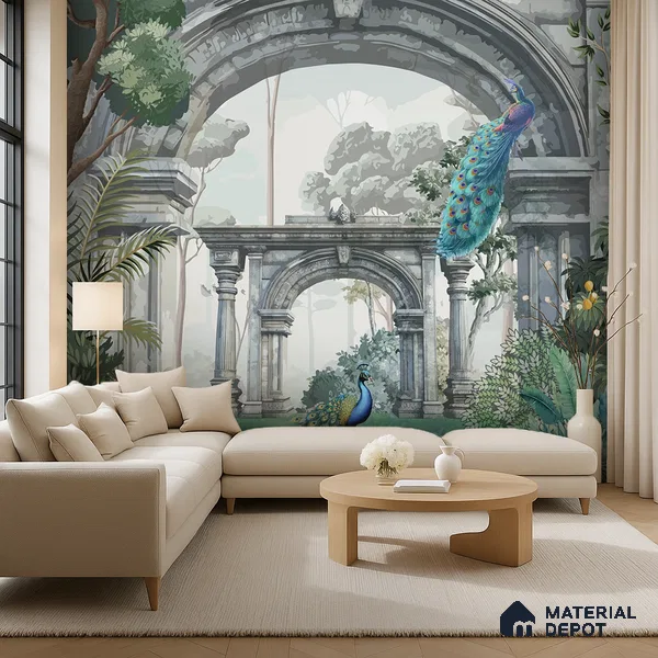 Echoes of the Forgotten Garden | WP 04199 Non Woven Matte Finish Indian Style Premium Customized size Wallpaper | 150 GSM WP01MTF Paper | (MOQ = 30 Sq. Ft.)