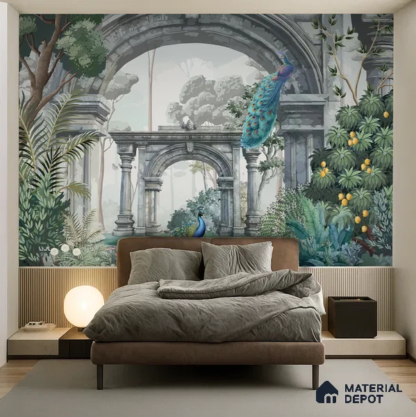 Echoes of the Forgotten Garden | WP 04199 Non Woven Matte Finish Indian Style Premium Customized size Wallpaper | 150 GSM WP01MTF Paper | (MOQ = 30 Sq. Ft.)
