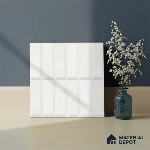 Faux Subway Wall Tile TL 06362 C Graceful White 1 ft x 1 ft Ceramic Matte Finish Tile - 9 mm | Suitable For Kitchen, Bathroom Walls and Backsplashes | Please Expect a Slight Variation of Pattern