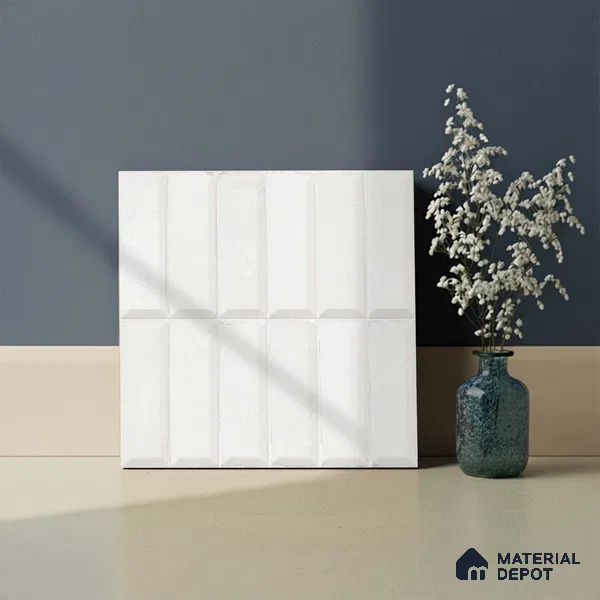 Faux Subway Wall Tile TL 06362 C Graceful White 1 ft x 1 ft Ceramic Matte Finish Tile - 9 mm | Suitable For Kitchen, Bathroom Walls and Backsplashes | Please Expect a Slight Variation of Pattern