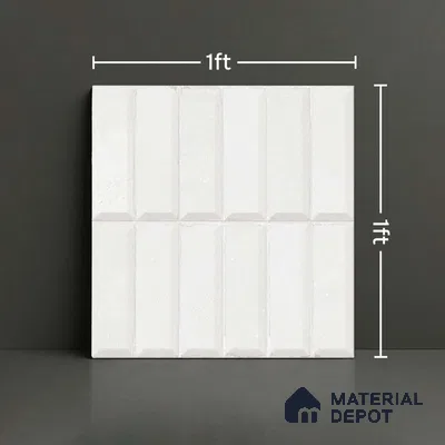 Faux Subway Wall Tile TL 06362 C Graceful White 1 ft x 1 ft Ceramic Matte Finish Tile - 9 mm | Suitable For Kitchen, Bathroom Walls and Backsplashes | Please Expect a Slight Variation of Pattern