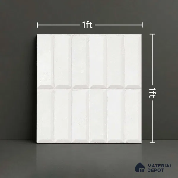 Faux Subway Wall Tile TL 06362 C Graceful White 1 ft x 1 ft Ceramic Matte Finish Tile - 9 mm | Suitable For Kitchen, Bathroom Walls and Backsplashes | Please Expect a Slight Variation of Pattern