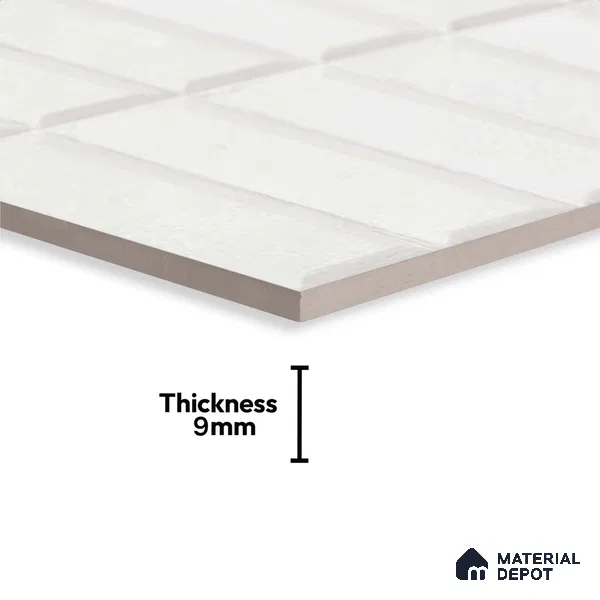 Faux Subway Wall Tile TL 06362 C Graceful White 1 ft x 1 ft Ceramic Matte Finish Tile - 9 mm | Suitable For Kitchen, Bathroom Walls and Backsplashes | Please Expect a Slight Variation of Pattern