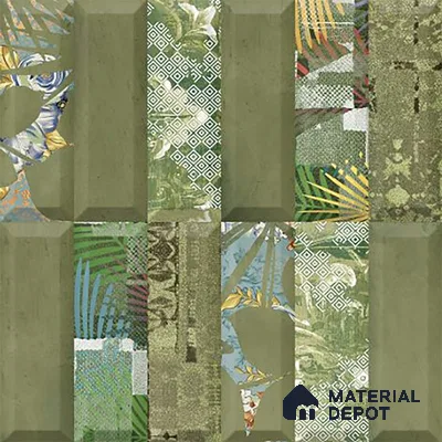 Faux Subway Wall Tile TL 06362 D Green Blend Decor 1 ft x 1 ft Ceramic Matte Finish Tile - 9 mm | Suitable For Kitchen, Bathroom Walls and Backsplashes | Please Expect a Slight Variation of Pattern