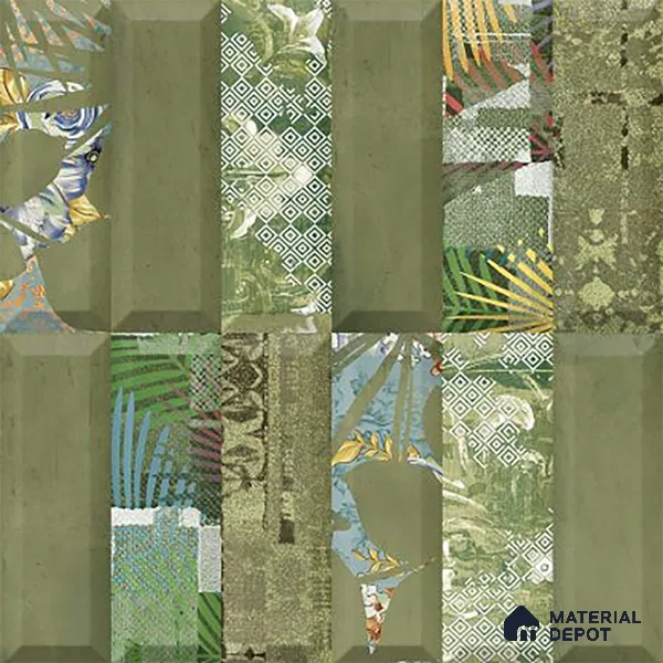Faux Subway Wall Tile TL 06362 D Green Blend Decor 1 ft x 1 ft Ceramic Matte Finish Tile - 9 mm | Suitable For Kitchen, Bathroom Walls and Backsplashes | Please Expect a Slight Variation of Pattern