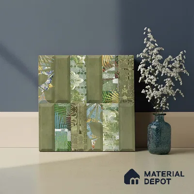 Faux Subway Wall Tile TL 06362 D Green Blend Decor 1 ft x 1 ft Ceramic Matte Finish Tile - 9 mm | Suitable For Kitchen, Bathroom Walls and Backsplashes | Please Expect a Slight Variation of Pattern