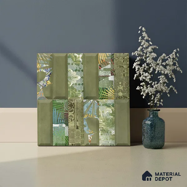 Faux Subway Wall Tile TL 06362 D Green Blend Decor 1 ft x 1 ft Ceramic Matte Finish Tile - 9 mm | Suitable For Kitchen, Bathroom Walls and Backsplashes | Please Expect a Slight Variation of Pattern