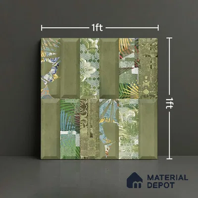 Faux Subway Wall Tile TL 06362 D Green Blend Decor 1 ft x 1 ft Ceramic Matte Finish Tile - 9 mm | Suitable For Kitchen, Bathroom Walls and Backsplashes | Please Expect a Slight Variation of Pattern