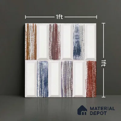 Faux Subway Wall Tile TL 06362 E Graceful White Decor 1 ft x 1 ft Ceramic Matte Finish Tile - 9 mm | Suitable For Kitchen, Bathroom Walls and Backsplashes | Please Expect a Slight Variation of Pattern