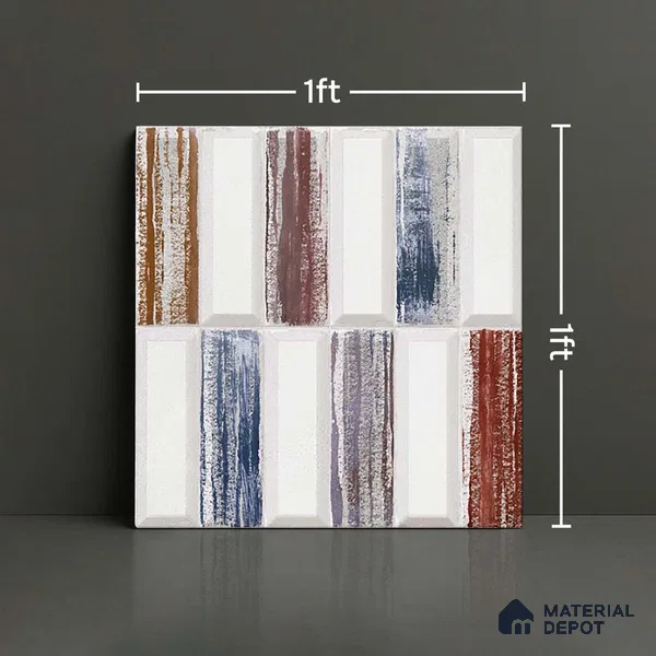 Faux Subway Wall Tile TL 06362 E Graceful White Decor 1 ft x 1 ft Ceramic Matte Finish Tile - 9 mm | Suitable For Kitchen, Bathroom Walls and Backsplashes | Please Expect a Slight Variation of Pattern