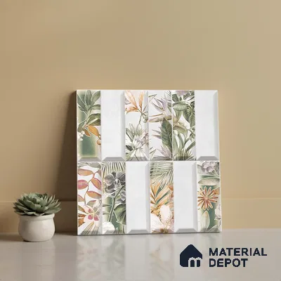 Faux Subway Wall Tile TL 06362 G Modern Aque Decor 1 ft x 1 ft Ceramic Matte Finish Tile - 9 mm | Suitable For Kitchen, Bathroom Walls and Backsplashes | Please Expect a Slight Variation of Pattern