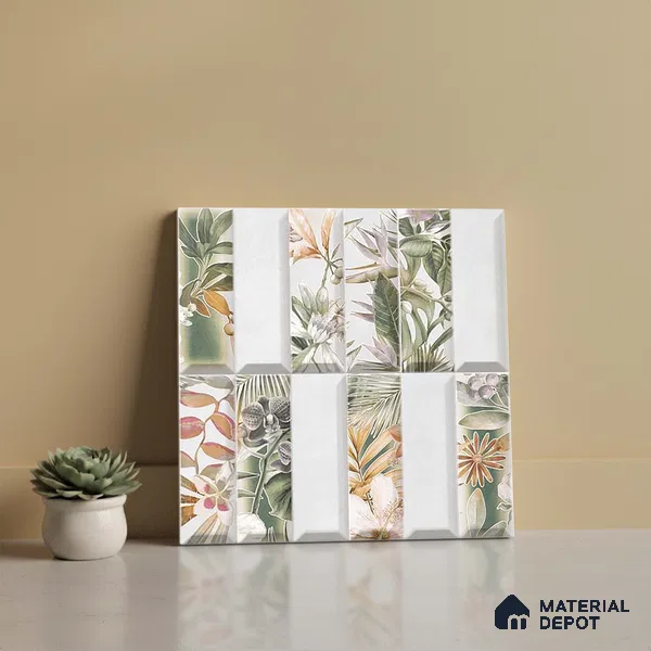Faux Subway Wall Tile TL 06362 G Modern Aque Decor 1 ft x 1 ft Ceramic Matte Finish Tile - 9 mm | Suitable For Kitchen, Bathroom Walls and Backsplashes | Please Expect a Slight Variation of Pattern