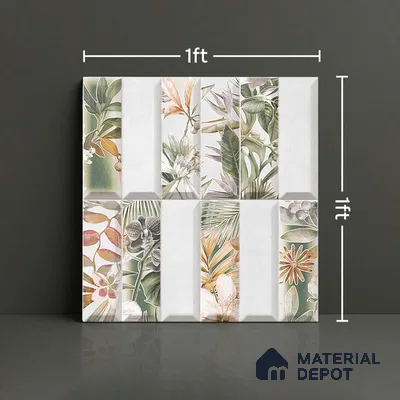 Faux Subway Wall Tile TL 06362 G Modern Aque Decor 1 ft x 1 ft Ceramic Matte Finish Tile - 9 mm | Suitable For Kitchen, Bathroom Walls and Backsplashes | Please Expect a Slight Variation of Pattern