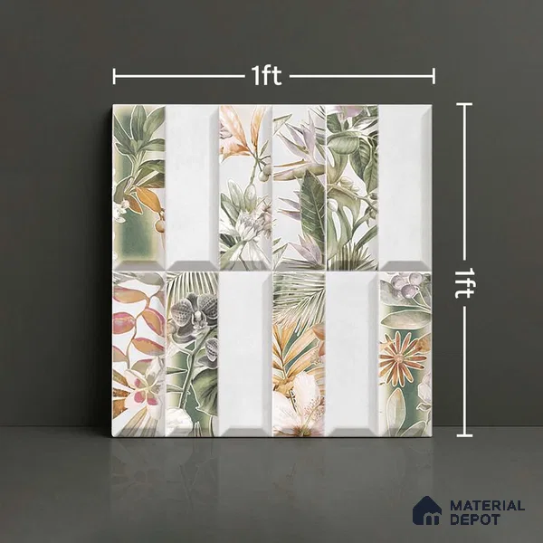 Faux Subway Wall Tile TL 06362 G Modern Aque Decor 1 ft x 1 ft Ceramic Matte Finish Tile - 9 mm | Suitable For Kitchen, Bathroom Walls and Backsplashes | Please Expect a Slight Variation of Pattern