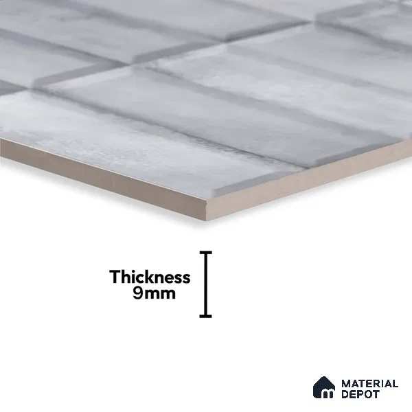 Faux Subway Wall Tile TL 06362 Polished Gris 1 ft x 1 ft Ceramic Matte Finish Tile - 9 mm | Suitable For Kitchen, Bathroom Walls and Backsplashes | Please Expect a Slight Variation of Pattern