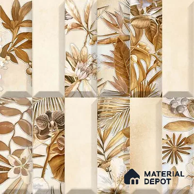 Faux Subway Wall Tile TL 06362 K Brown Hue Decor 1 ft x 1 ft Ceramic Matte Finish Tile - 9 mm | Suitable For Kitchen, Bathroom Walls and Backsplashes | Please Expect a Slight Variation of Pattern
