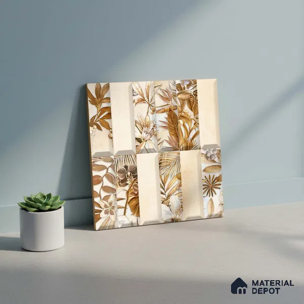 Faux Subway Wall Tile TL 06362 K Brown Hue Decor 1 ft x 1 ft Ceramic Matte Finish Tile - 9 mm | Suitable For Kitchen, Bathroom Walls and Backsplashes | Please Expect a Slight Variation of Pattern