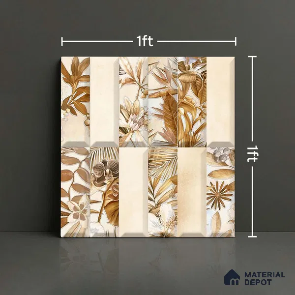 Faux Subway Wall Tile TL 06362 K Brown Hue Decor 1 ft x 1 ft Ceramic Matte Finish Tile - 9 mm | Suitable For Kitchen, Bathroom Walls and Backsplashes | Please Expect a Slight Variation of Pattern