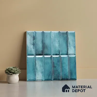 Faux Subway Wall Tile TL 06362 O Bissel Blue Grey 1 ft x 1 ft Ceramic Matte Finish Tile - 9 mm | Suitable For Kitchen, Bathroom Walls and Backsplashes | Please Expect a Slight Variation of Pattern