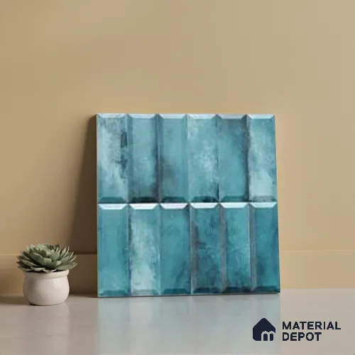 Faux Subway Wall Tile TL 06362 O Bissel Blue Grey 1 ft x 1 ft Ceramic Matte Finish Tile - 9 mm | Suitable For Kitchen, Bathroom Walls and Backsplashes | Please Expect a Slight Variation of Pattern