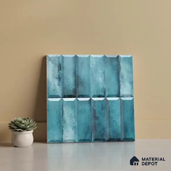 Faux Subway Wall Tile TL 06362 O Bissel Blue Grey 1 ft x 1 ft Ceramic Matte Finish Tile - 9 mm | Suitable For Kitchen, Bathroom Walls and Backsplashes | Please Expect a Slight Variation of Pattern