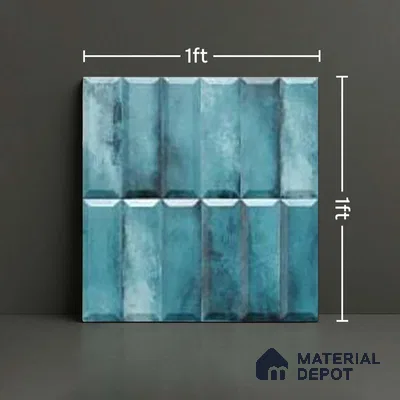 Faux Subway Wall Tile TL 06362 O Bissel Blue Grey 1 ft x 1 ft Ceramic Matte Finish Tile - 9 mm | Suitable For Kitchen, Bathroom Walls and Backsplashes | Please Expect a Slight Variation of Pattern