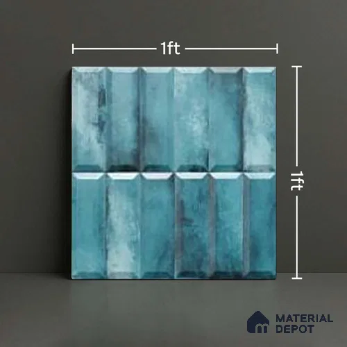 Faux Subway Wall Tile TL 06362 O Bissel Blue Grey 1 ft x 1 ft Ceramic Matte Finish Tile - 9 mm | Suitable For Kitchen, Bathroom Walls and Backsplashes | Please Expect a Slight Variation of Pattern