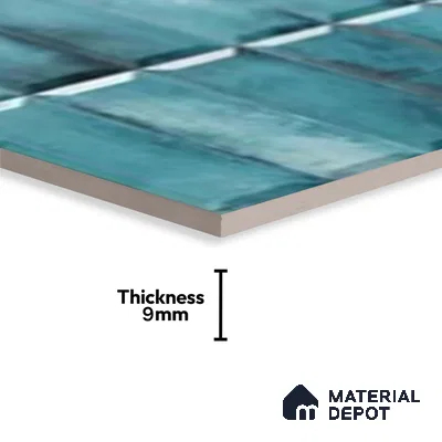 Faux Subway Wall Tile TL 06362 O Bissel Blue Grey 1 ft x 1 ft Ceramic Matte Finish Tile - 9 mm | Suitable For Kitchen, Bathroom Walls and Backsplashes | Please Expect a Slight Variation of Pattern