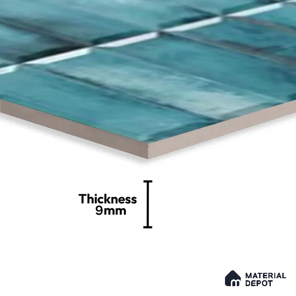 Faux Subway Wall Tile TL 06362 O Bissel Blue Grey 1 ft x 1 ft Ceramic Matte Finish Tile - 9 mm | Suitable For Kitchen, Bathroom Walls and Backsplashes | Please Expect a Slight Variation of Pattern